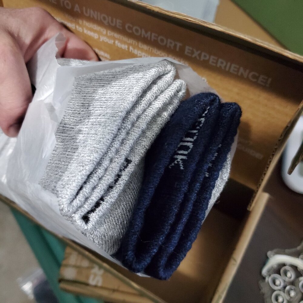 2 NWT boxes of Bamboo Socks (6 pair) Navy/Gray/Mixed navy & Gray   Regular size - Picture 5 of 9